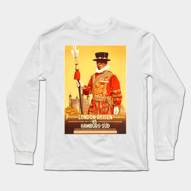 LONDON REISEN Hamburg Sud Travel Steamship Vintage Long Sleeve T-Shirt by vintageposters